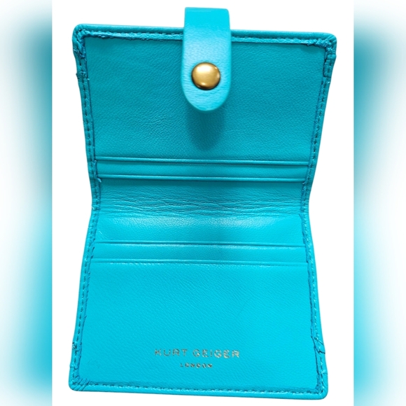 Kurt Geiger London New In Box Quilted Turquoise Card Holder - Picture 8 of 9